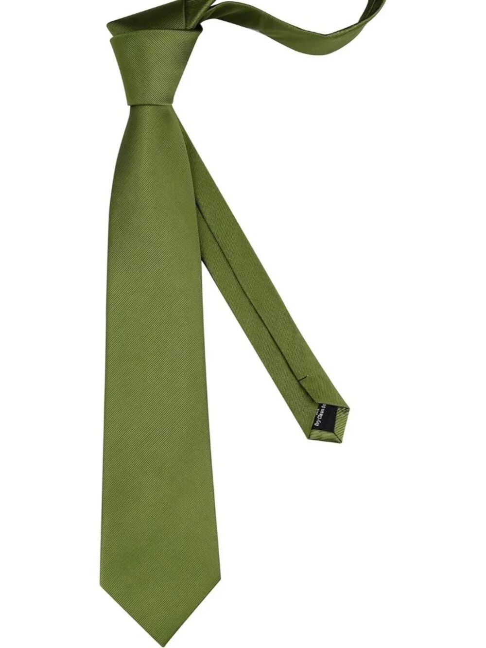 Men's Olive Green Twill Textured Woven Silk Formal Necktie For Wedding Dress